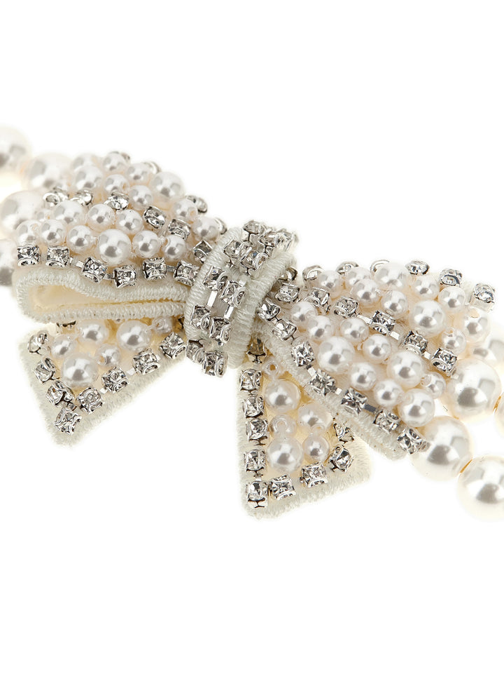 Self Portrait Pearl Satin Bow Jewelry - White | ee3d7fa4c519b0d9ff2c42e634d6d63233b133e7