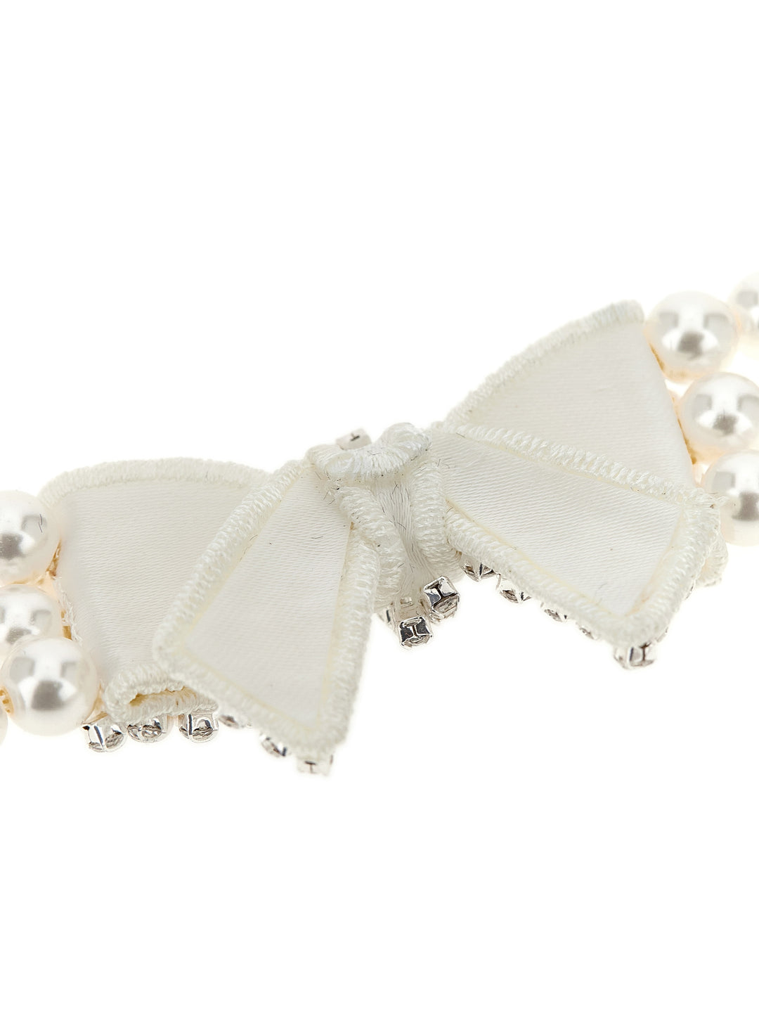 Self Portrait Pearl Satin Bow Jewelry - White | d7d83f1c15f8f460da39b86b83b52a75053c78ec