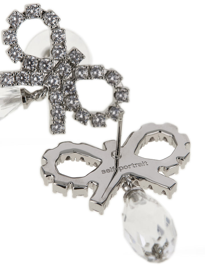 Self Portrait Bow Crystal Droplet Jewelry - Silver | e17b06e726a940b0e8d0fe0829cc0eaaa6a039e9