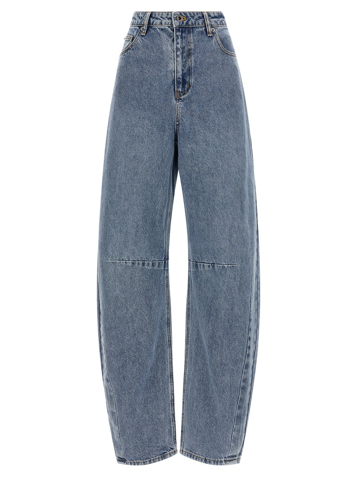 Self Portrait Blue Barrel Leg Jeans - Blue | 624b47f91e987f4872454a7cf0b0d423c751f3bd