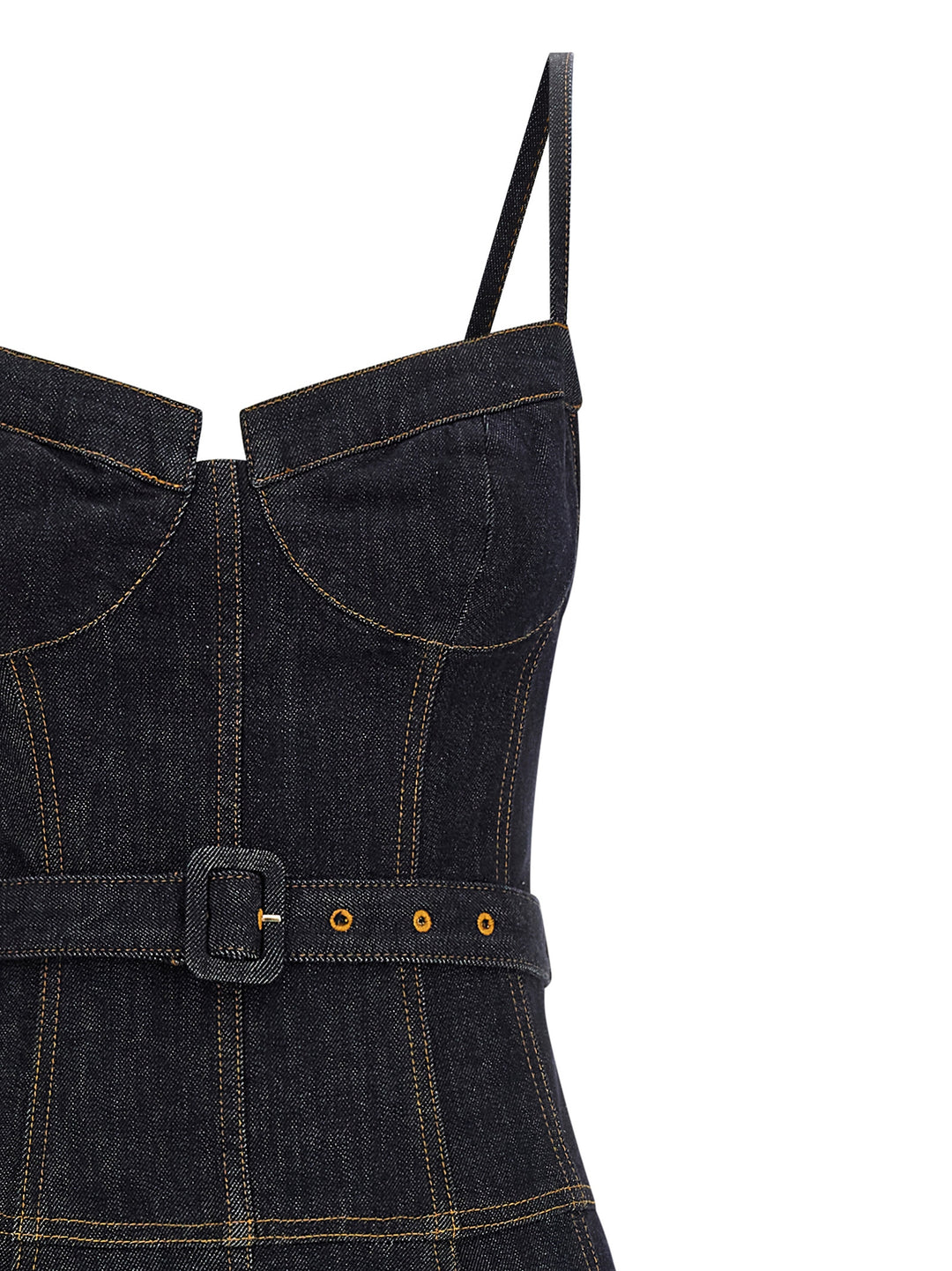 Self Portrait Indigo Denim Flared Midi Dresses - Blue | af8aa6d70e9fa38f4345025f8598ed3ed021bc00