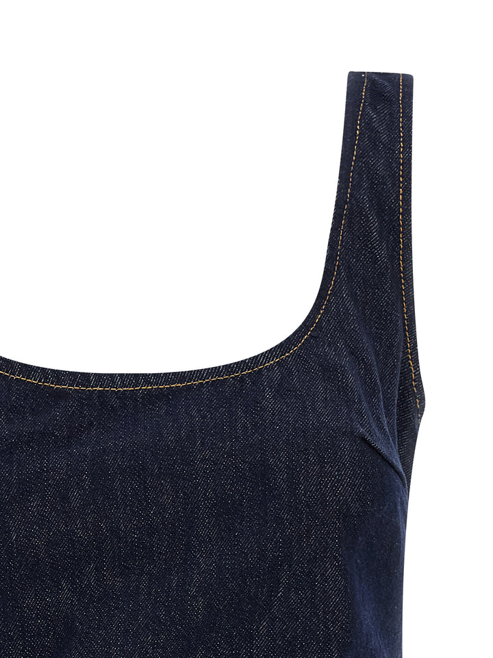 Self Portrait Indigo Denim 3d Flower Mini Dresses - Blue | 82a00f14e90429d2020db44c7a277735ffecc757