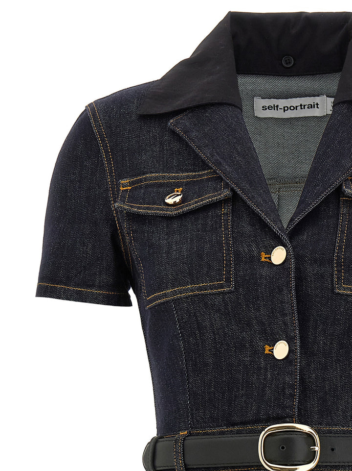 Self Portrait Indigo Denim Midi Skirts - Blue | 56f3d9904387fd90bdb8fea0c65cd87f6b26c286