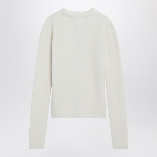 White Ribbed Alpaca Blend Sweater