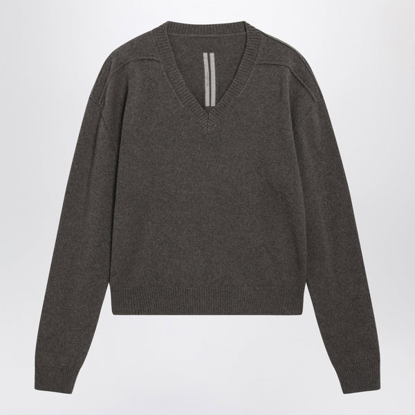 Taupe V-Neck Sweater In Cashmere And Wool