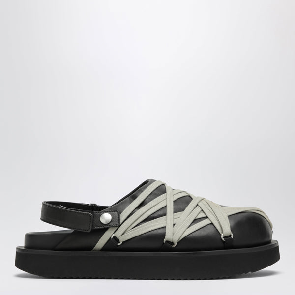 Megalace Mules With Black Leather Criss-Cross Laces
