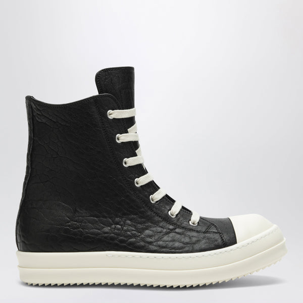Black High-Top Sneakers In Textured Leather