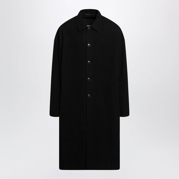 Long Single-Breasted Virgin Wool Coat In Black