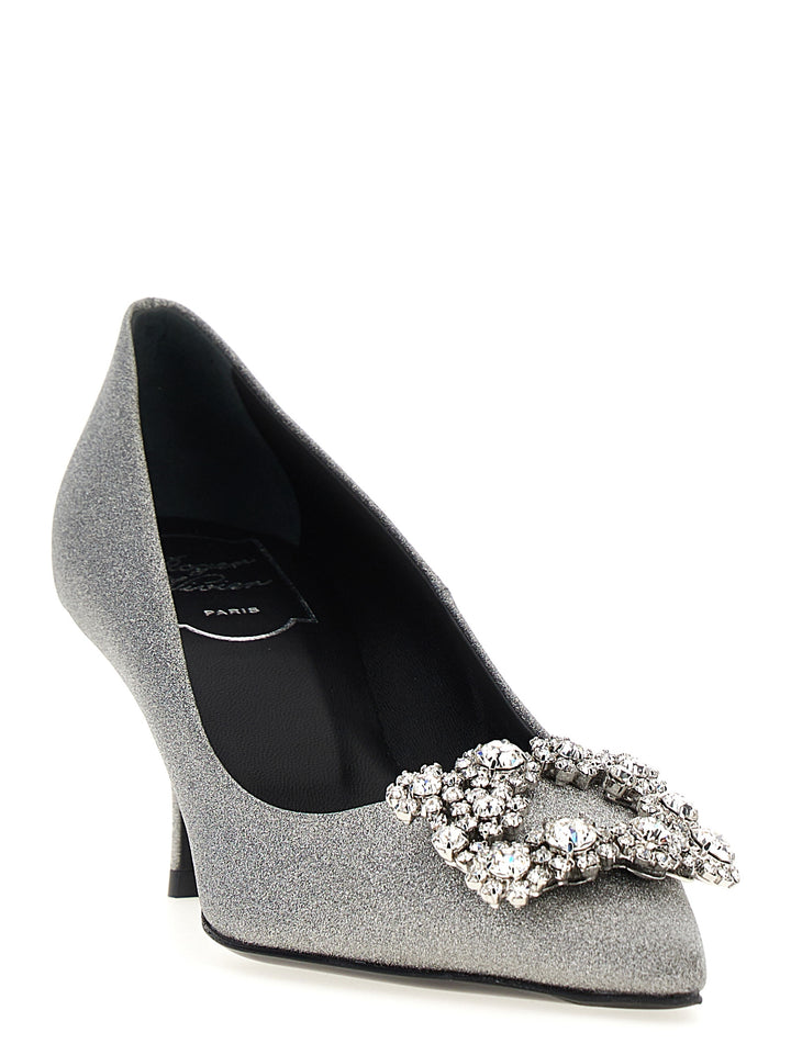 Flower Strass Pumps Silver