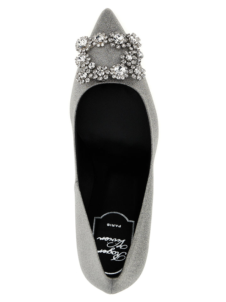 Flower Strass Pumps Silver