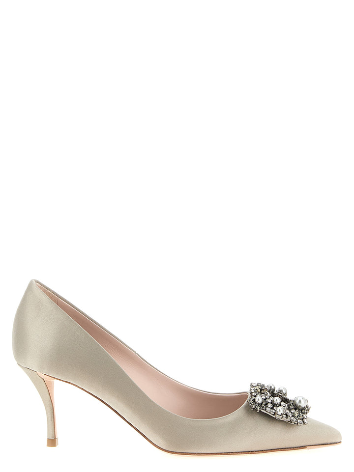 Roger Vivier Flower Strass Pumps - Gray | 976bf2fb4ab311985bc8d05a4a9a42bce8cb3911