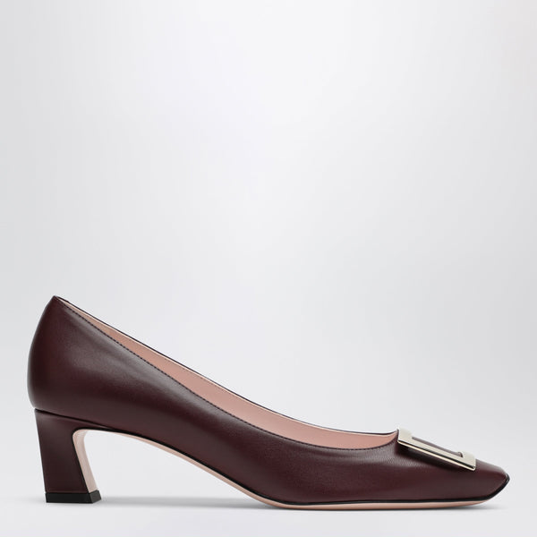 Dark Burgundy Leather Trompette Décolleté