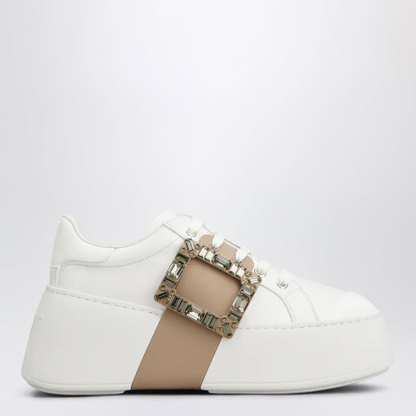 Viv' Skate Sneakers In White And Beige Leather