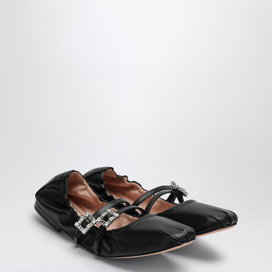 Black Nappa Ballerina With Straps