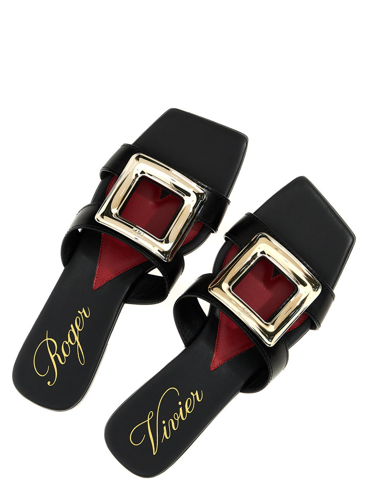 New Metal Buckle Mule Sandals Black