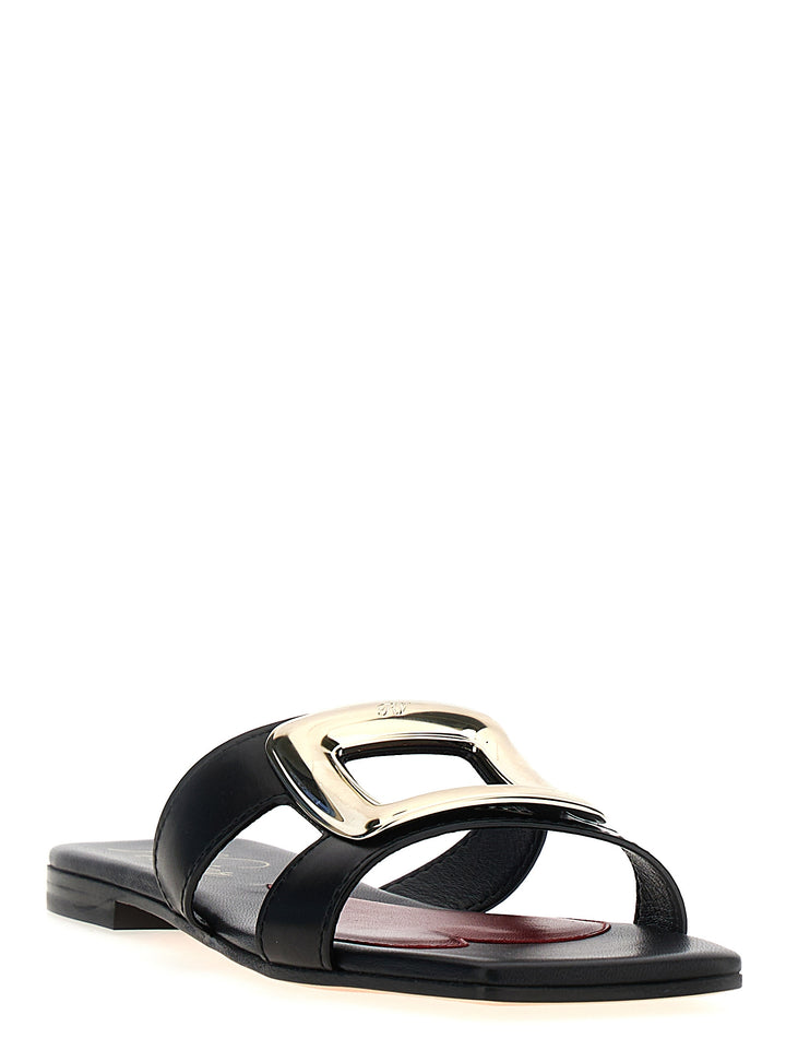 New Metal Buckle Mule Sandals Black