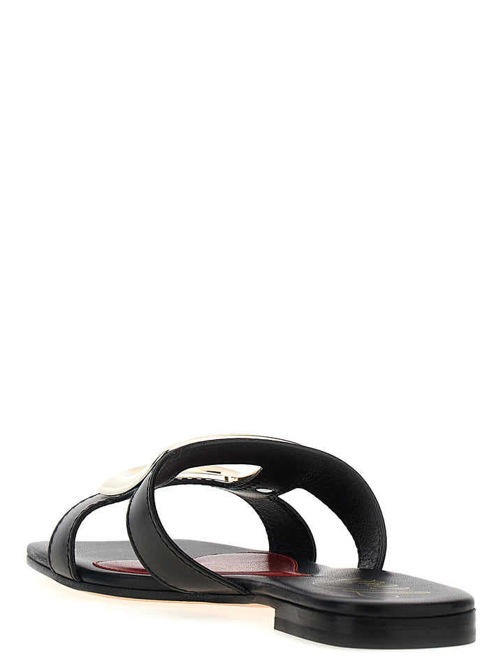 New Metal Buckle Mule Sandals Black