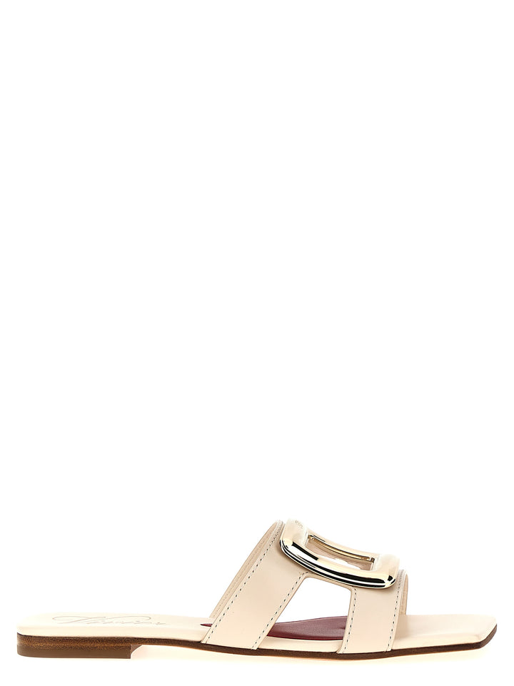 New Metal Buckle Mule Sandals White