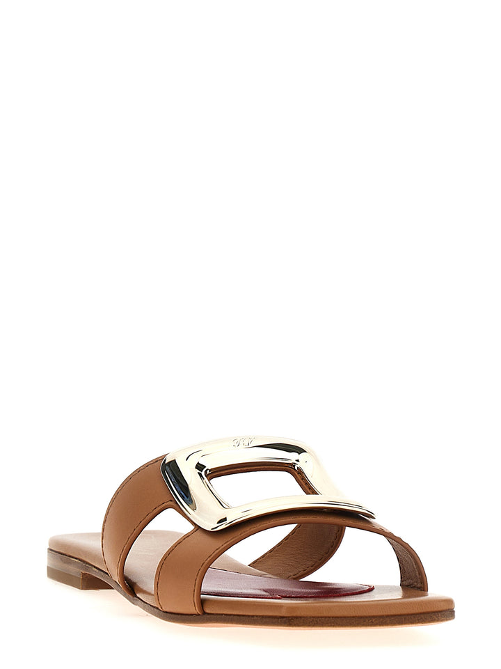 New Metal Buckle Mule Sandals Brown