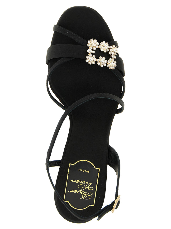 Roger Vivier Mini Flower Strass Sandals - Black | 5b1daa47d3d9af960952cbb57a651cbbf03452f2