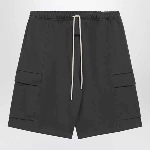 Iron Grey Cargo Bermuda Shorts In Cotton Fleece
