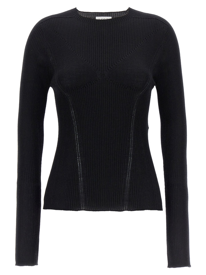 Lanvin Ribbed Sweater Sweaters and Cardigans - Black | c4d5b08ccb8e0f318320596653398cdf82b91192