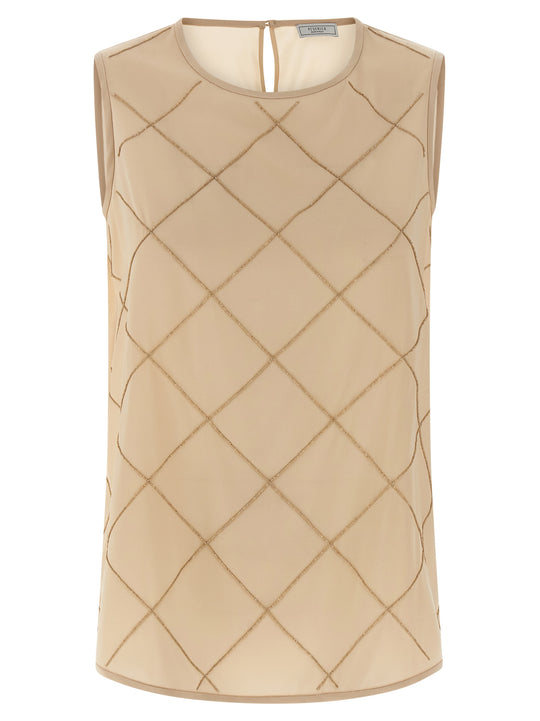 Silk Top Tops Beige
