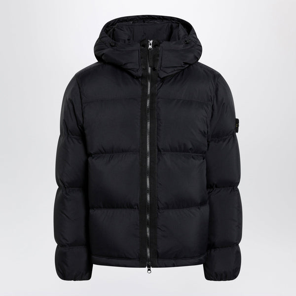 Black Ripstop Nylon Zip-Up Down Jacket