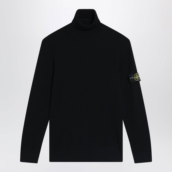 Black Ribbed Turtleneck Sweater