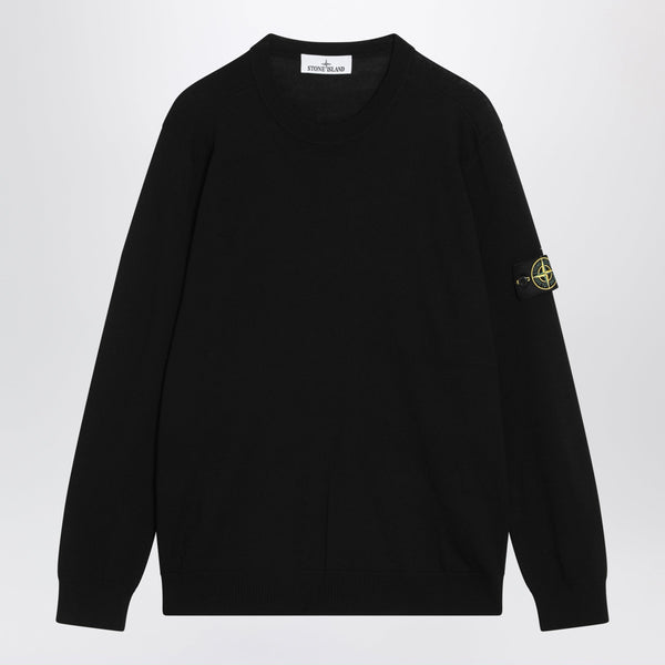 Black Wool Crew-Neck Sweater