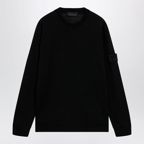 Black Wool Crew-Neck Sweater