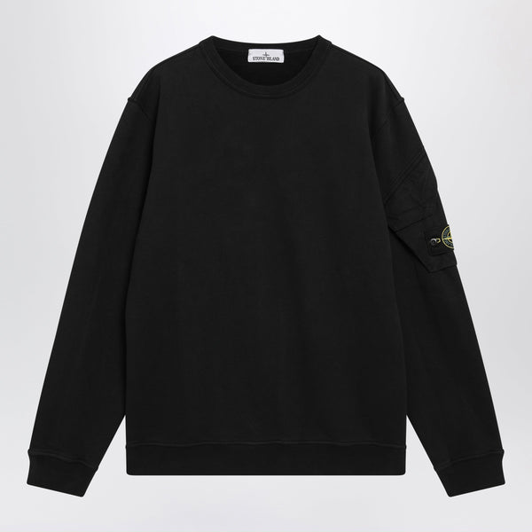 Black Cotton Crewneck Sweatshirt