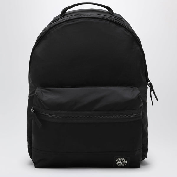 Black Nylon Backpack With Logo Patch
