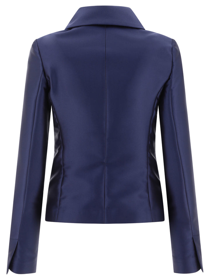 F.It Satin Single-Breasted Blazer Jackets and Coats - Blue | cc93910da4d93546c995ebef9c0b7ec85657502c