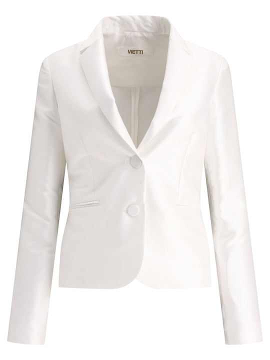 Satin Single-Breasted Blazer Jackets And Coats White