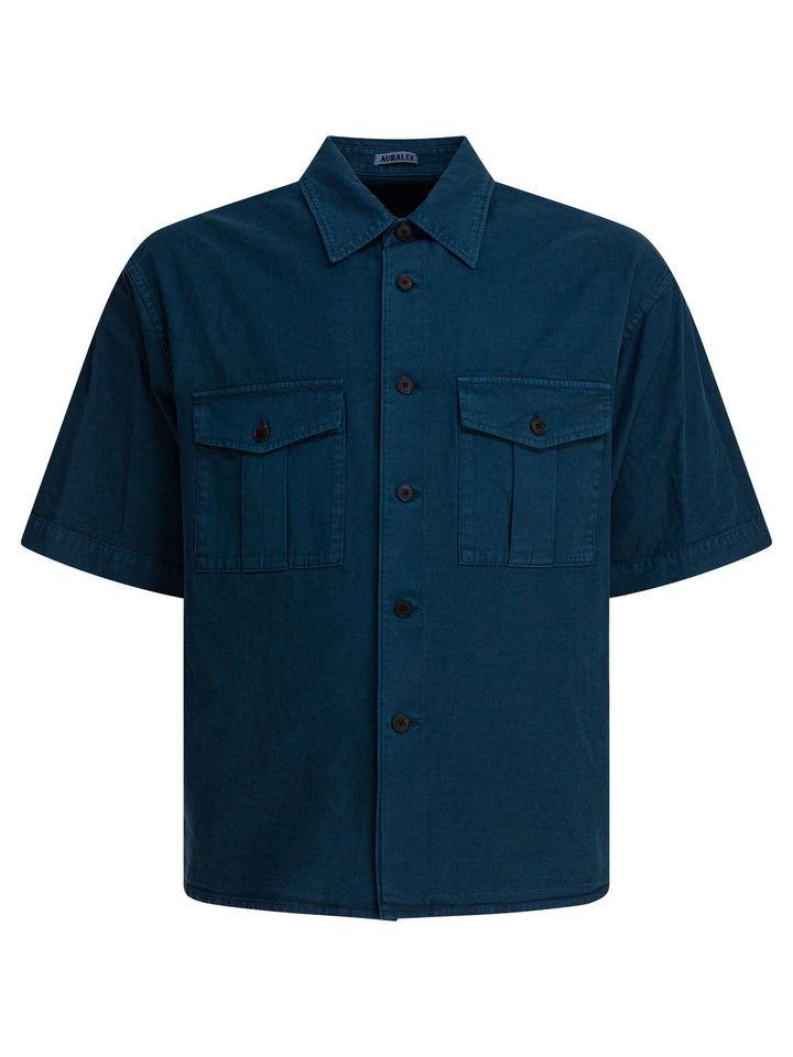 Auralee Cotton Shirt Shirts - Blue | 4e4594f369cef38074216a86bbeac29c9b9bf969