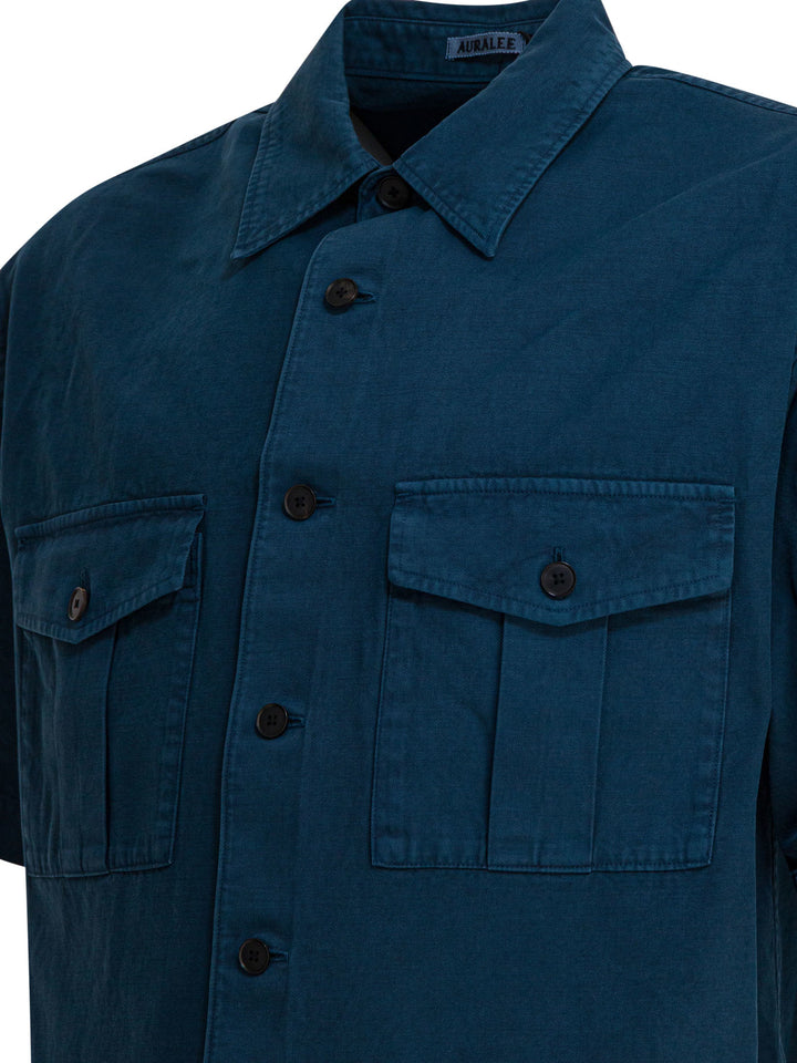 Auralee Cotton Shirt Shirts - Blue | 376abe9ff486742fcf6008a8655a272f49b30643