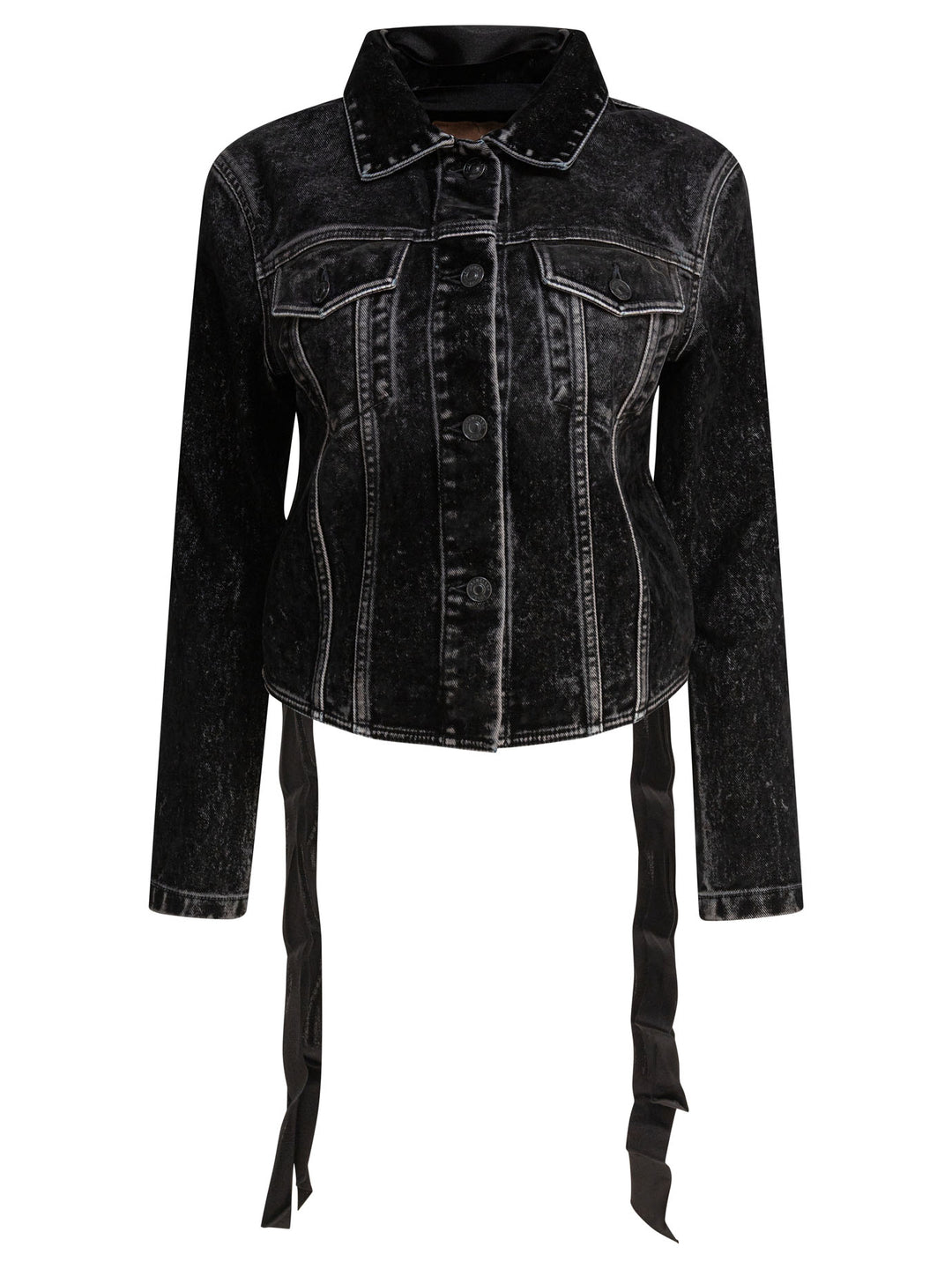 Balenciaga Denim Jacket With Laces Jackets and Coats - Black | f327dee1da13491d41b5df15b18c0a4937ebdadd