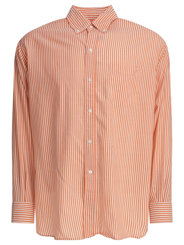 Beams Plus Wool Stripe Shirts - Orange | ef0c33f81b38049673854e49bbebf598666fd916