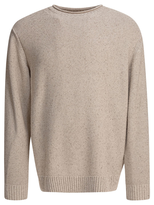 Round Neck Roll Sweater Knitwear Beige