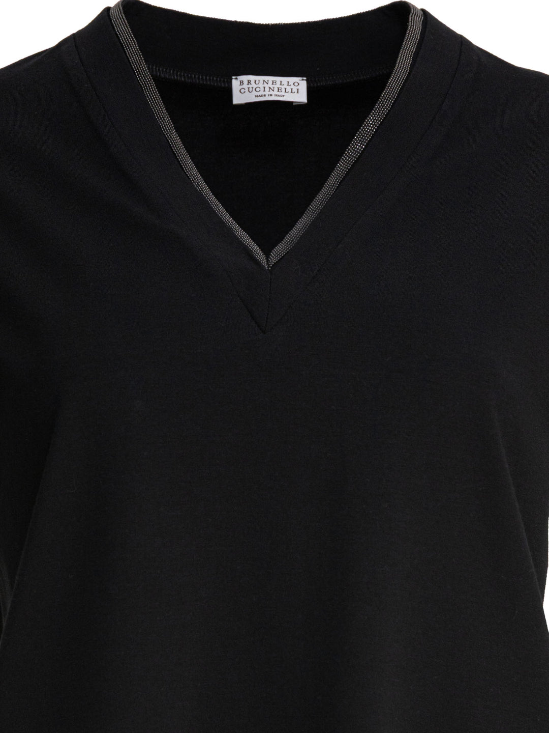 Brunello Cucinelli T-Shirt With Shiny Contour T-shirts - Black | c8fd5a05b8bbaa7158aa0e6bf2d17e1dbf1b4c85
