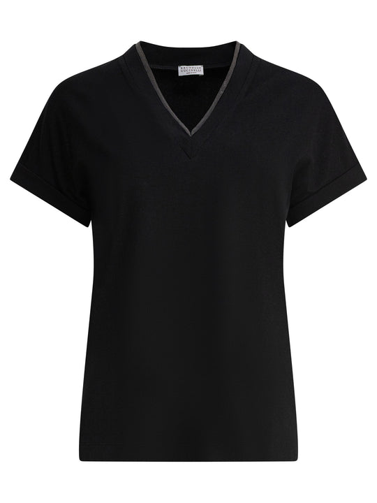 T-Shirt With Shiny Contour T-Shirts Black