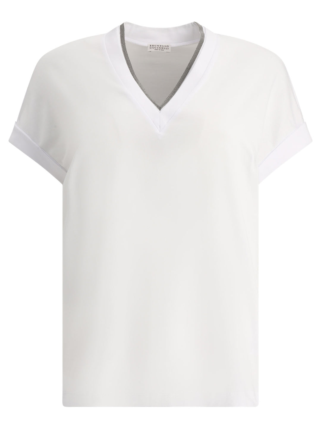 Brunello Cucinelli T-Shirt With Shiny Contour T-shirts - White | bd66446d3cccb12e15cc00c86741bf54a9d3f0d7