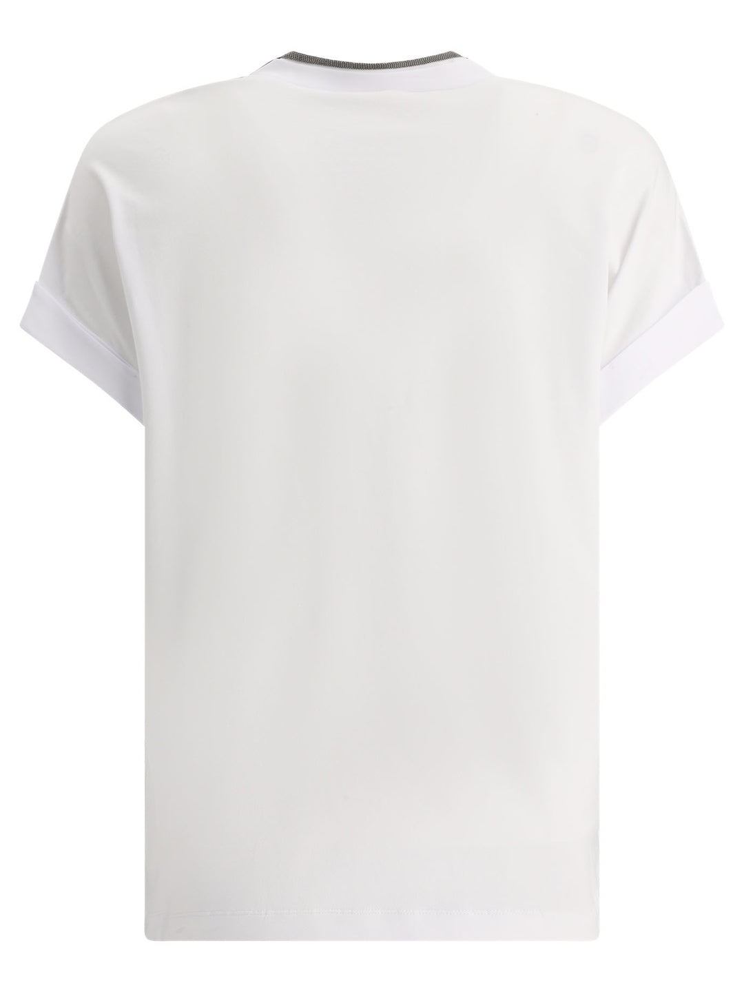 Brunello Cucinelli T-Shirt With Shiny Contour T-shirts - White | 253d6098d5c9bc778fc823fa1f3e63067729d0ef