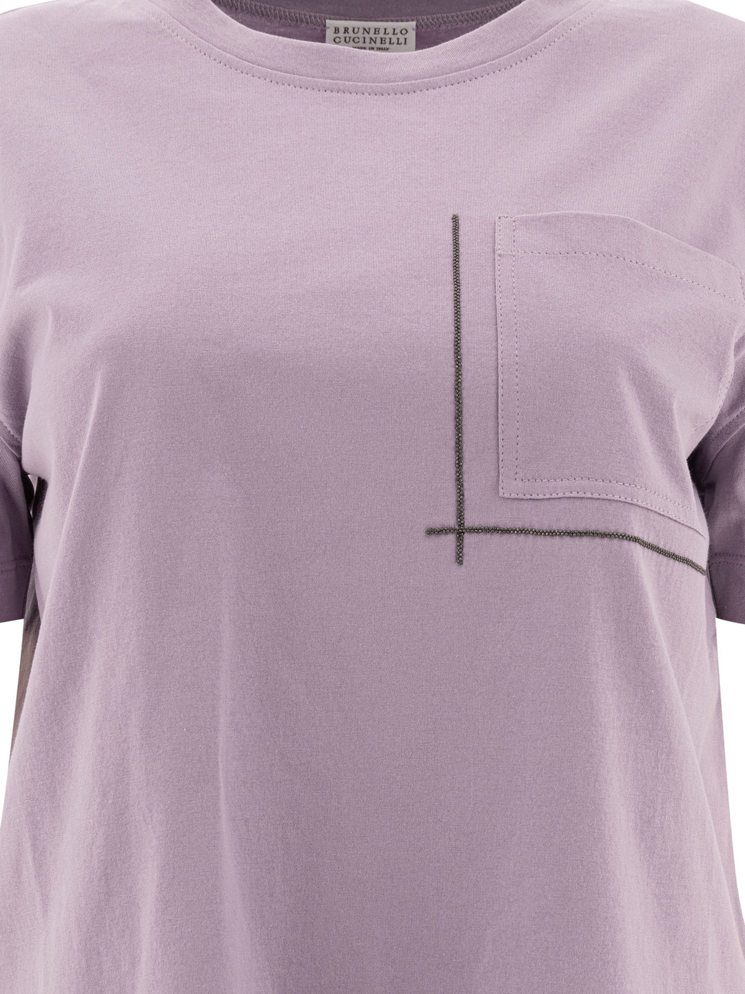 Brunello Cucinelli Cotton Jersey T-Shirt With Shiny Pocket Detail T-shirts - Purple | 26cd32895fecf8de36237459889548743811970d