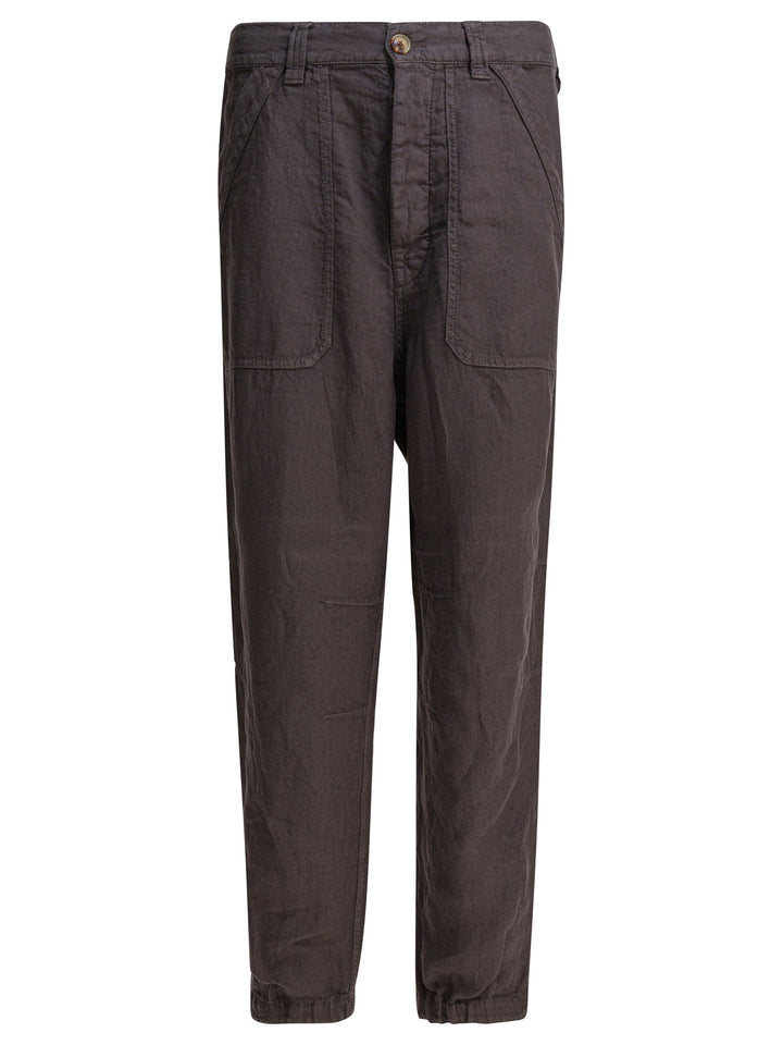 Brunello Cucinelli Relaxed Fit Pants In Linen Gabardine Trousers - Brown | 652b65f173c5fd13e2e5ff77ba2fc9027a47ee03