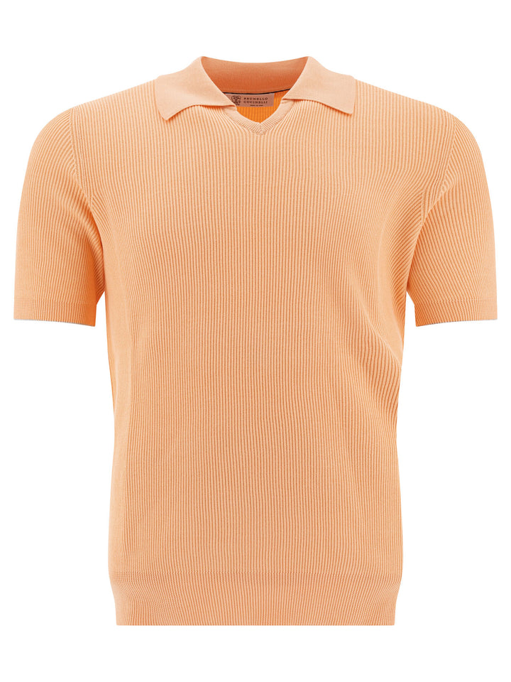Brunello Cucinelli Linen And Cotton Polo Shirt Polo shirts - Orange | 9844caa5fe7c514146d413451dc658a143eb2967