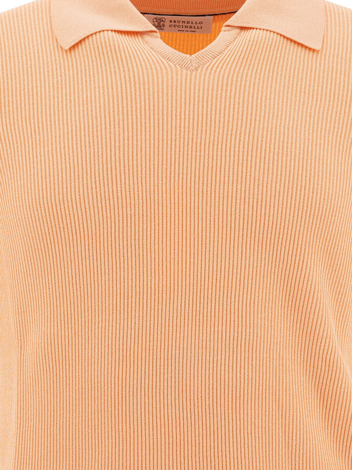 Brunello Cucinelli Linen And Cotton Polo Shirt Polo shirts - Orange | 983f65738977d4d4dad1a987382e2db7f323dff6