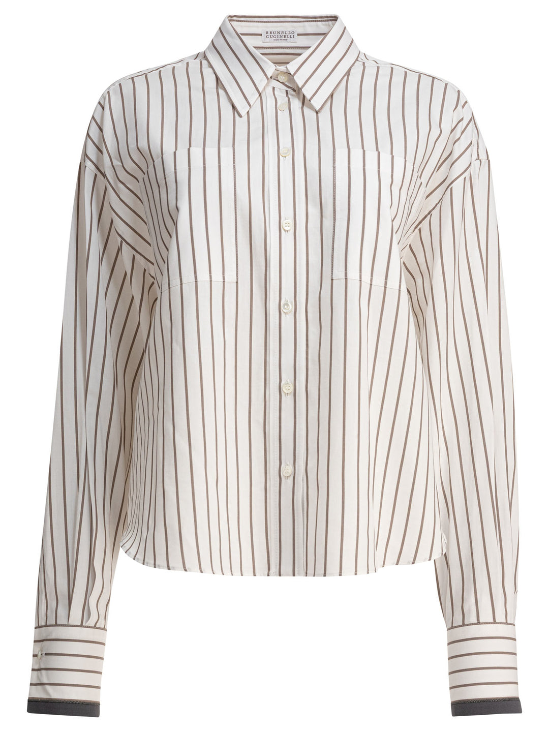 Brunello Cucinelli Cotton Twill Shirt With Shiny Cuffs Shirts - White | 42e66b0f865e6ebf9d3c0ff4fa4715caa194a8b1