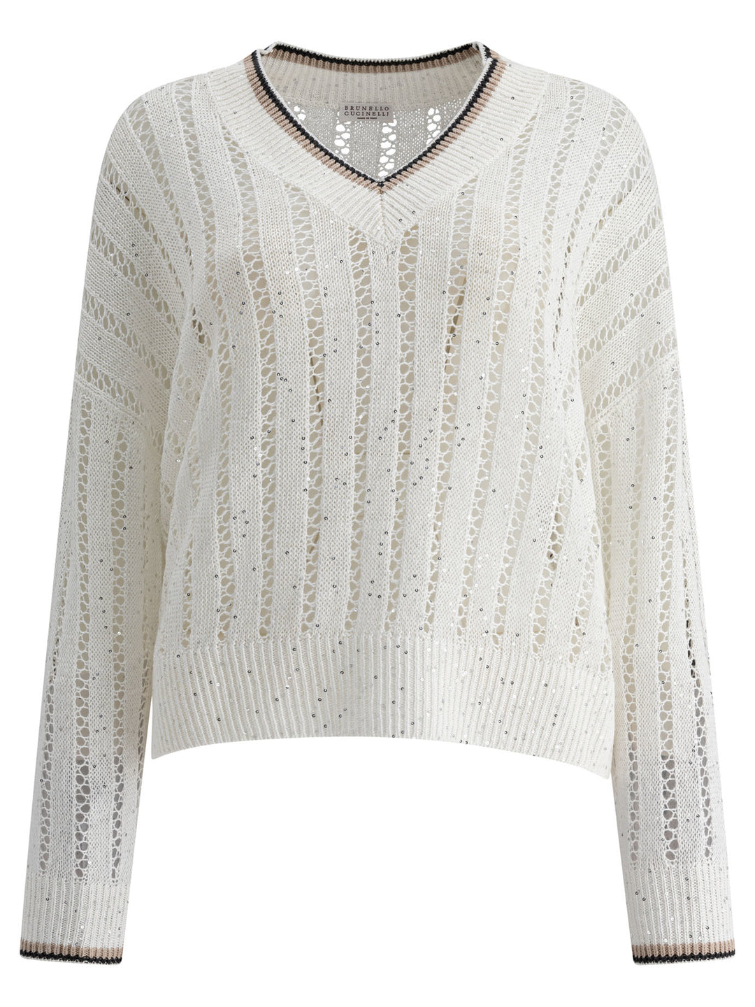 Brunello Cucinelli Daxxling Ribbed Net Knitwear - White | f3d8085abecadea101b285314a9ebda5b230e29a